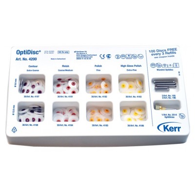 OptiDisc general  kit  - 240 ks různých hrubostí, vel. 9,6 a 12,6 mm, mandrely