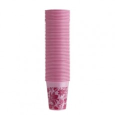 EURONDA kelímky Floral růžové, 100 ks, 200 ml (potisk kytka)