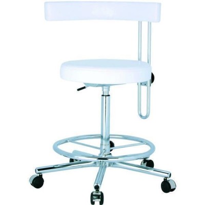 Kovová židle Dental CH, sedačka otočná, kruh, chrom, zvýšené čalounění, barva 56009 - světle šedá