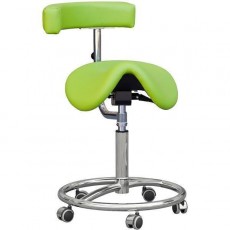 kovová židle Cline-K Dental, sedačka otočná s otočnou opěrou, kruhová podnož,chrom, čalouněná, tyrkysová 10